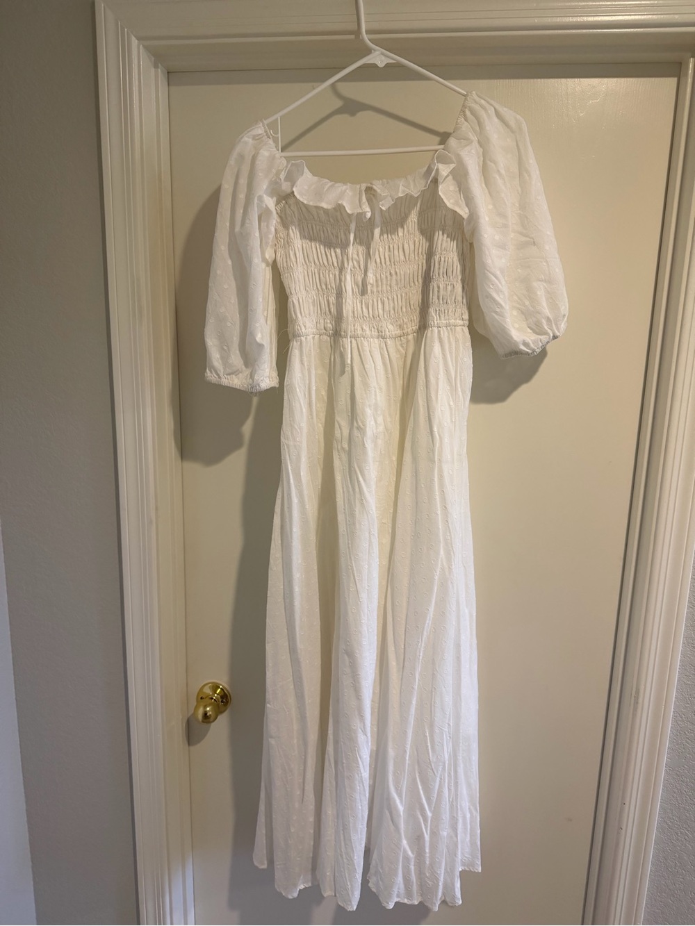 White Puff Sleeve Maxi Dress